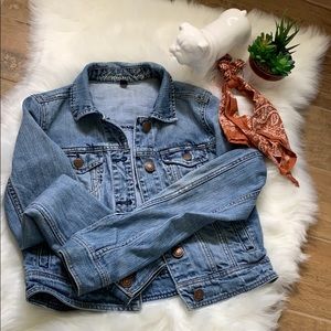 American Eagle Medium Wash Classic Denim Jean Jacket Size L Vintage